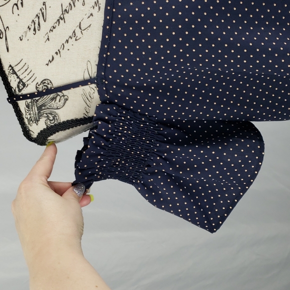 {Jella C} Cold Shoulder Going Out Top Polka Dot Navy - Picture 2 of 6